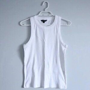 Banana Republic Women's White M Ribbed Racerback Sleeveless Stretch Tank Top